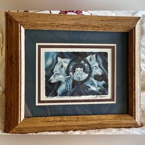 Wolf Gate Vintage signed professionally matted, framed art print by Jody Bergsma